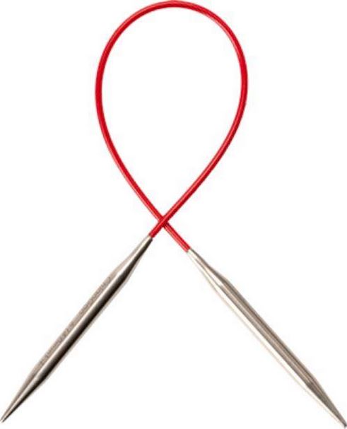 AIGUILLES CIRCULAIRES FIXES METAL CHIAOGOO - KNIT RED / 23cm
