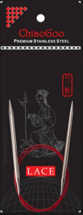 AIGUILLES CIRCULAIRES FIXES METAL CHIAOGOO RED LACE / 80CM