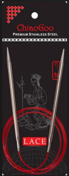 AIGUILLES CIRCULAIRES FIXES METAL CHIAOGOO RED LACE / 100CM